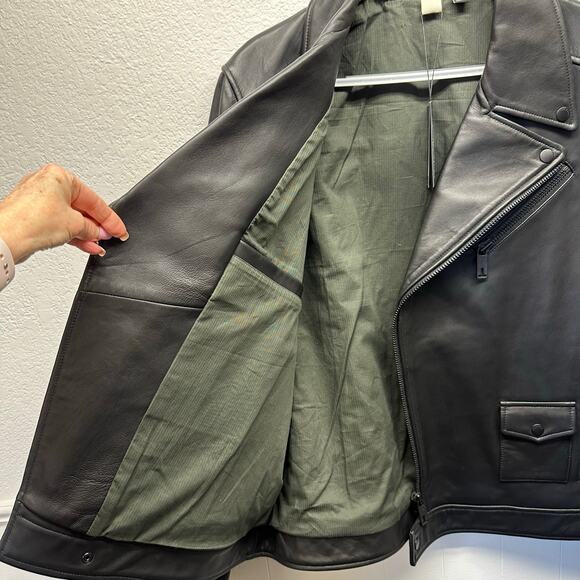 NWT Ted Baker London Men’s Ovine Leather CARVE Biker Jacket Blk Sz XL MSRP $1095 - Picture 4 of 17